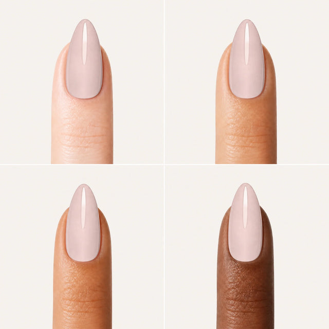 Ballet Press-On Nails, Medium Almond — Grille 4 doigts (4 carnations, crème)