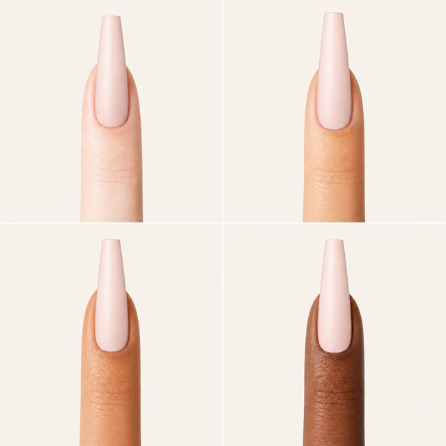 Ballet Press-On Nails, Long Coffin — Grille 4 doigts (4 carnations, crème)