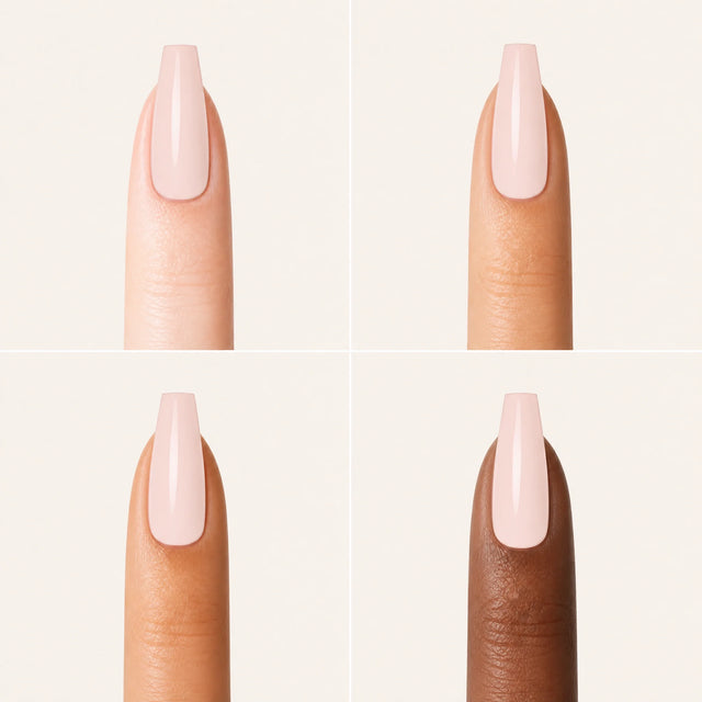 Ballet Press-On Nails, Medium Coffin — Grille 4 doigts (4 carnations, crème)