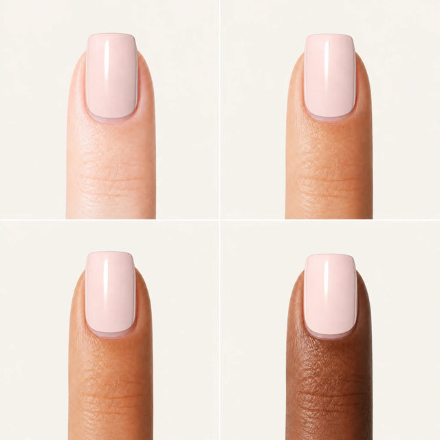 Ballet Press-On Nails, Short Square — Grille 4 doigts (4 carnations, crème)