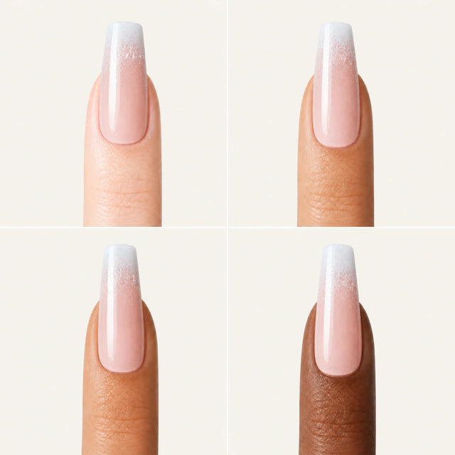 Bare Ballerina Press-On Nails, Coffin Long — Grille 4 doigts (4 carnations, crème)