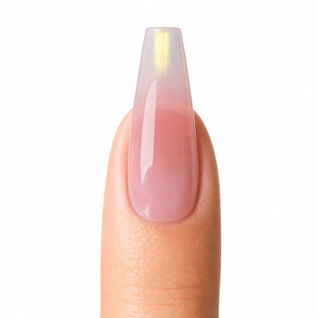 Bare Ballerina Press-On Nails, Coffin Long — Packshot fond blanc (variante / Shopping)