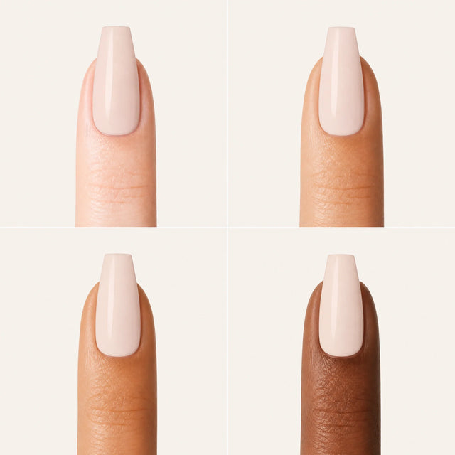 Bare Press-On Nails, Medium Coffin — Grille 4 doigts (4 carnations, crème)