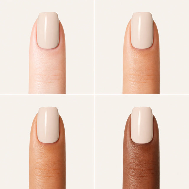 Bare Press-On Nails, Short Square — Grille 4 doigts (4 carnations, crème)