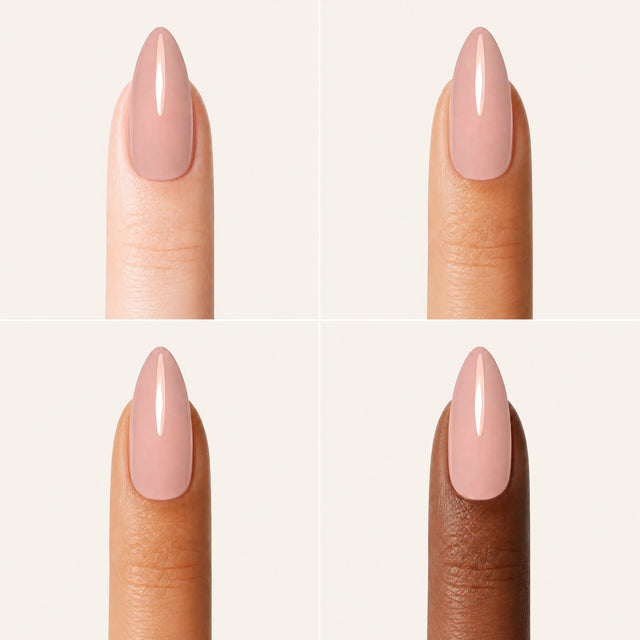 Blush Press-On Nails, Medium Almond — Grille 4 doigts (4 carnations, crème)
