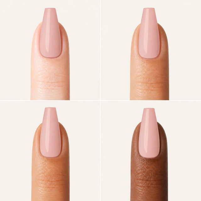 Blush Press-On Nails, Medium Coffin — Grille 4 doigts (4 carnations, crème)