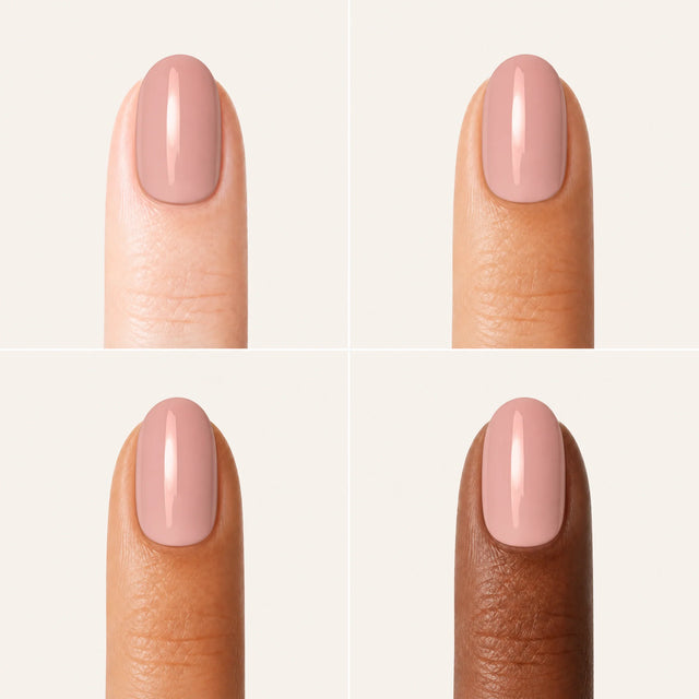 Blush Press-On Nails, Short Oval — Grille 4 doigts (4 carnations, crème)