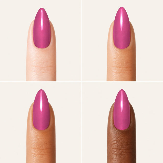 Bubblegum Press-On Nails, Medium Almond — Grille 4 doigts (4 carnations, crème)