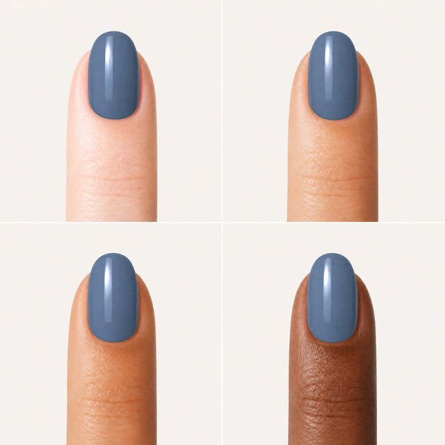 Denim Press-On Nails, Short Oval — Grille 4 doigts (4 carnations, crème)