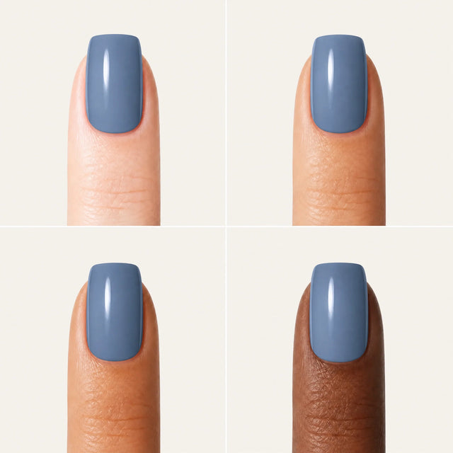 Denim Press-On Nails, Short Square — Grille 4 doigts (4 carnations, crème)