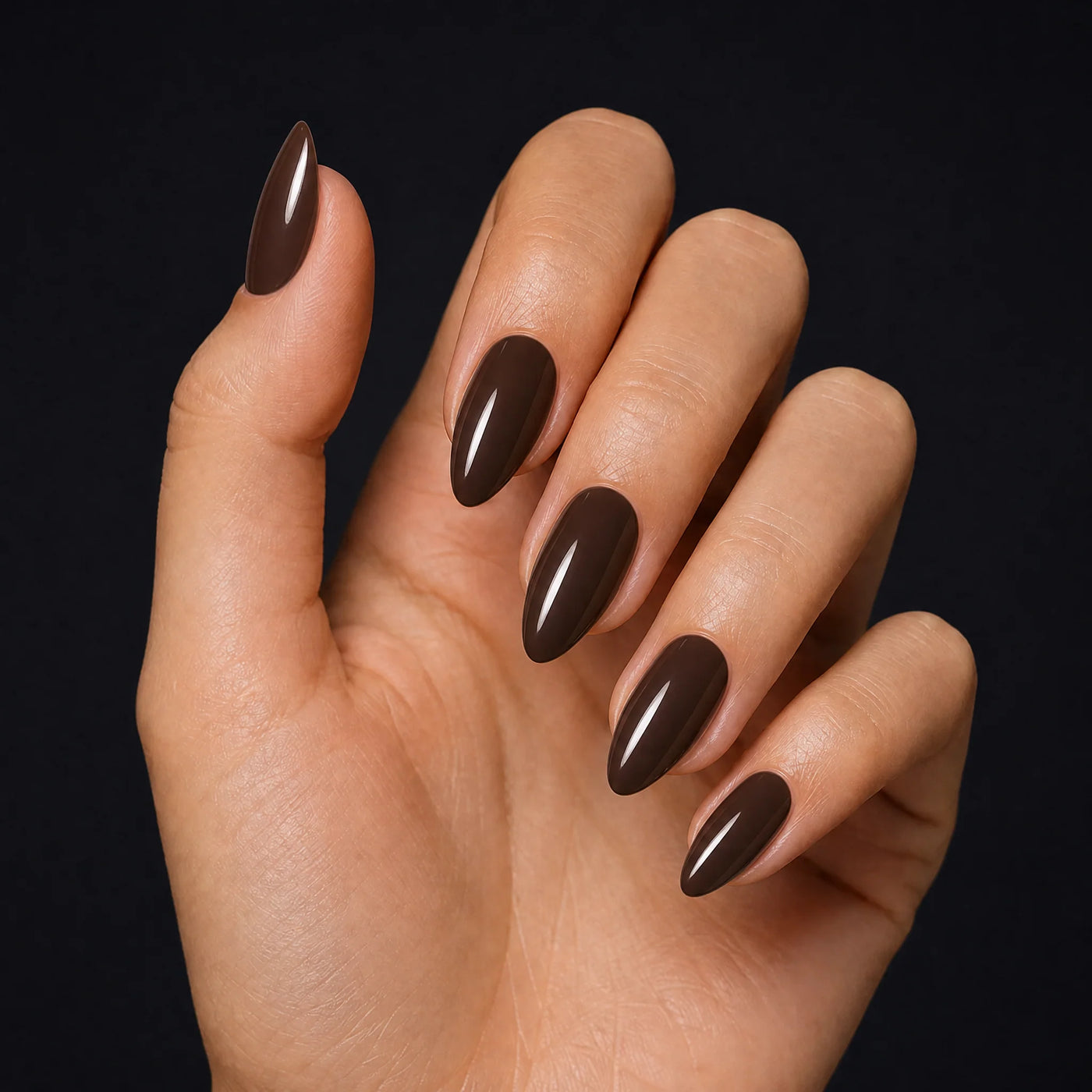 Espresso Press-On Nails, Medium Almond