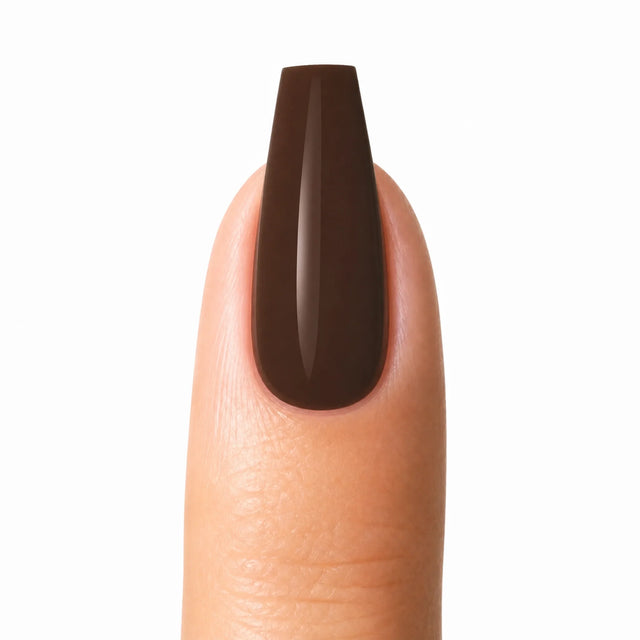 Espresso Press-On Nails, Medium Coffin — Packshot fond blanc (variante / Shopping)