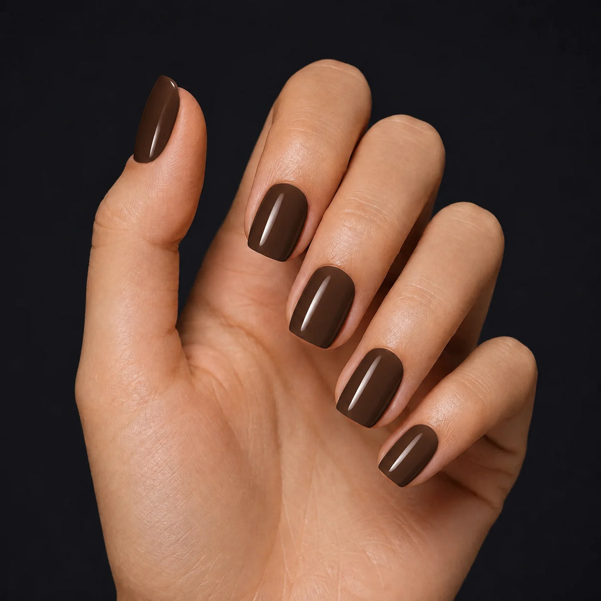 Espresso Press-On Nails, Short Square