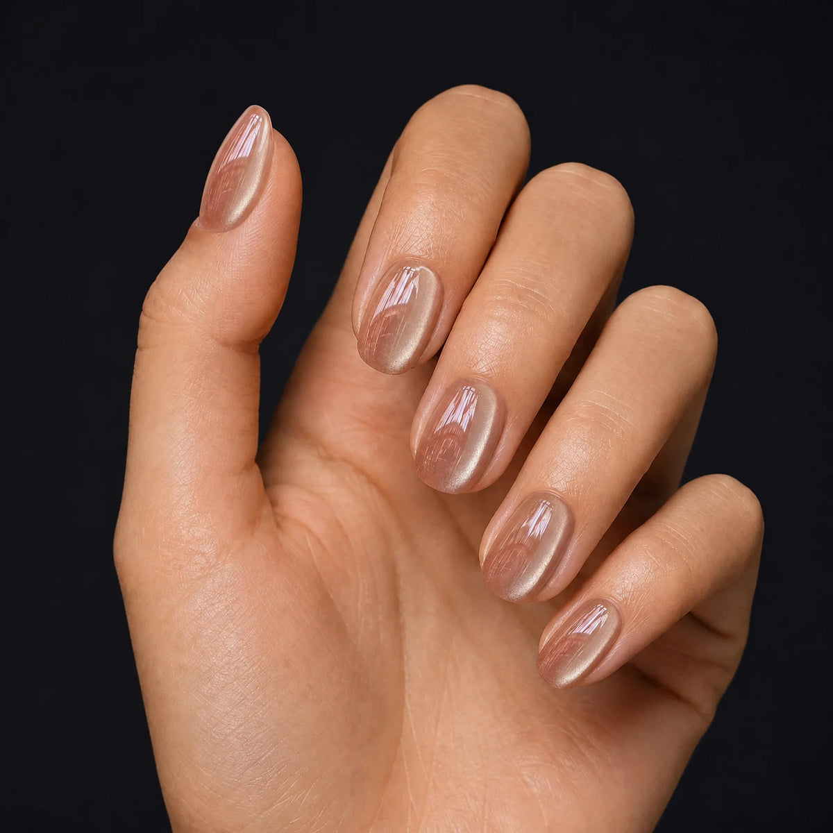 Pearl Glaze Press-On Nails, Oval Short