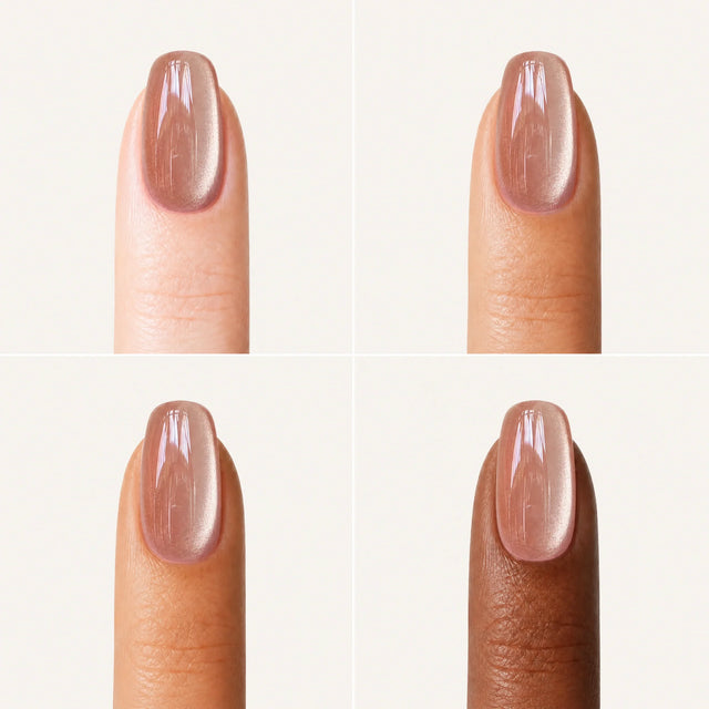 Glaze Press-On Nails, Oval Short — Grille 4 doigts (4 carnations, crème)