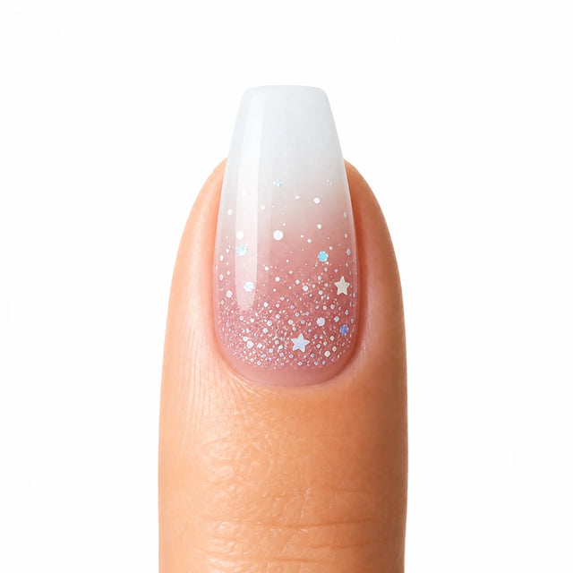 Ivory Ombre French Press-On Nails, Coffin Medium — Packshot fond blanc (variante / Shopping)