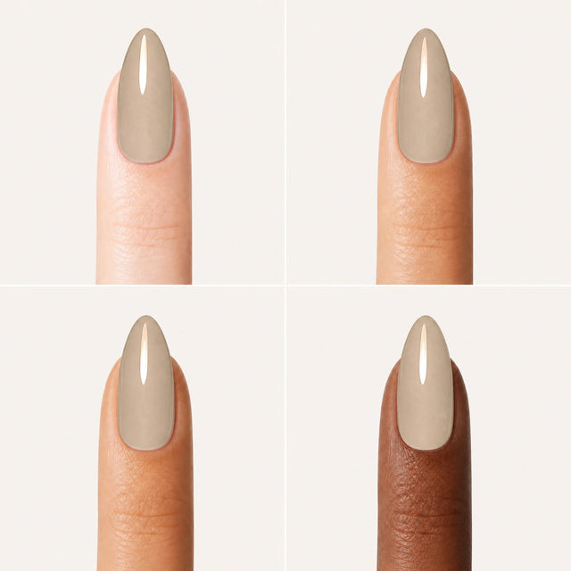 Latte Press-On Nails, Medium Almond — Grille 4 doigts (4 carnations, crème)