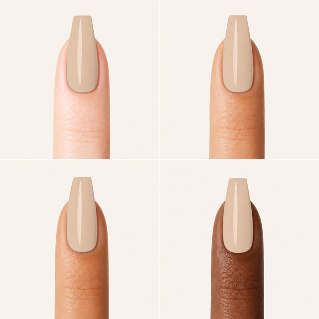 Latte Press-On Nails, Medium Coffin — Grille 4 doigts (4 carnations, crème)