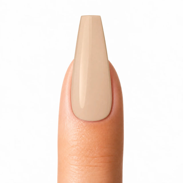 Latte Press-On Nails, Medium Coffin — Packshot fond blanc (variante / Shopping)