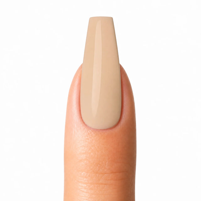 Latte Press-On Nails, Medium Coffin — Packshot fond blanc (variante / Shopping)