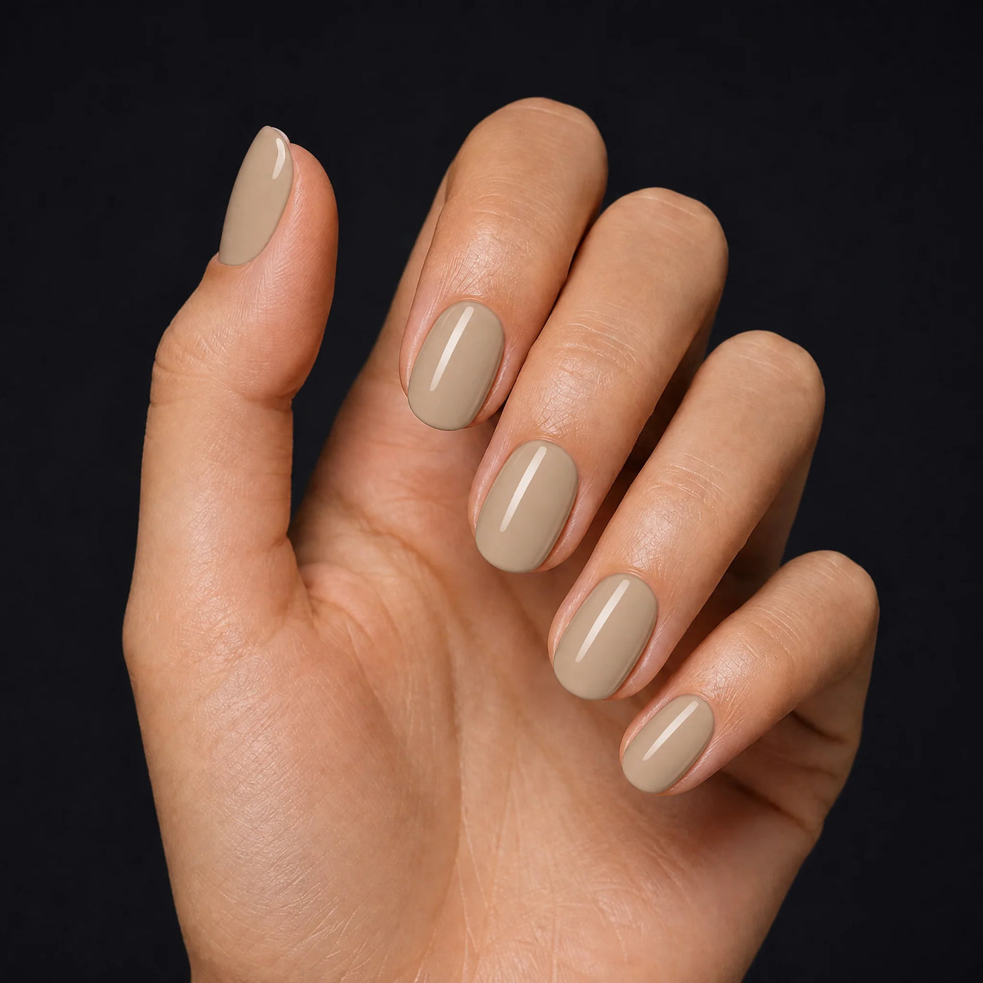 Latte Press-On Nails, Short Oval