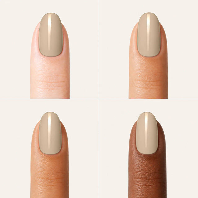 Latte Press-On Nails, Short Oval — Grille 4 doigts (4 carnations, crème)
