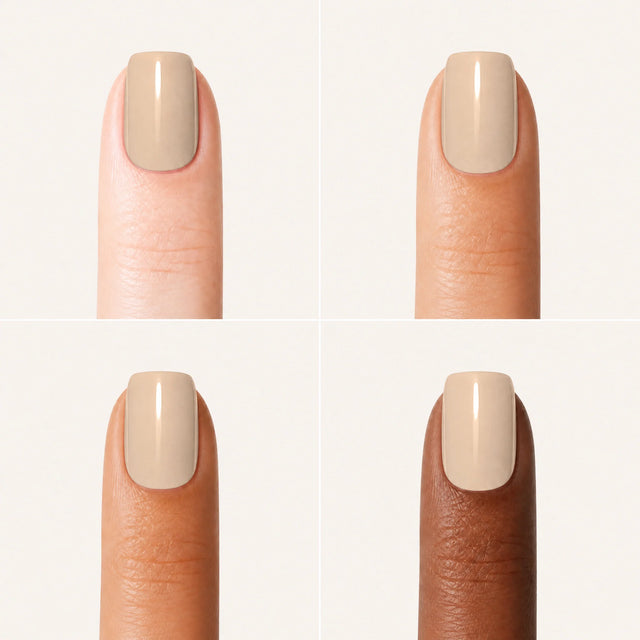 Latte Press-On Nails, Short Square — Grille 4 doigts (4 carnations, crème)