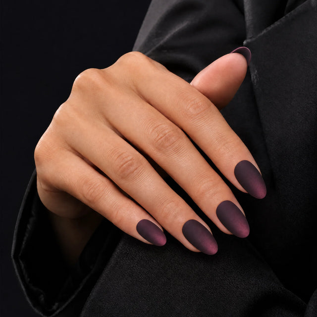 Matte Plum Press-On Nails, Almond Medium