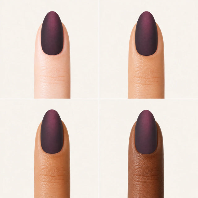 Matte Press-On Nails, Almond Medium — Grille 4 doigts (4 carnations, crème)