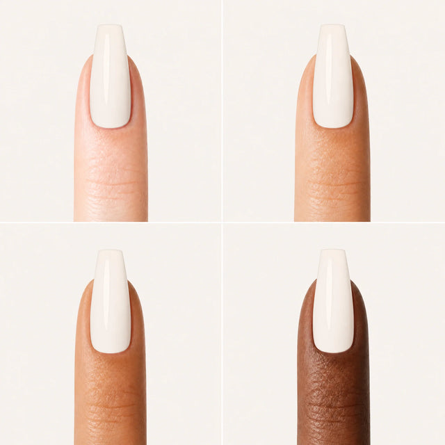 Milk Glaze Press-On Nails, Medium Coffin — Grille 4 doigts (4 carnations, crème)