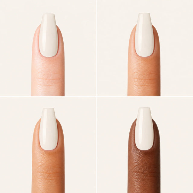 Milk Glaze Press-On Nails, Medium Coffin — Grille 4 doigts (4 carnations, crème)