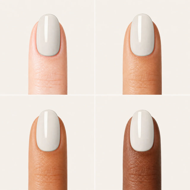 Milk Glaze Press-On Nails, Short Oval — Grille 4 doigts (4 carnations, crème)