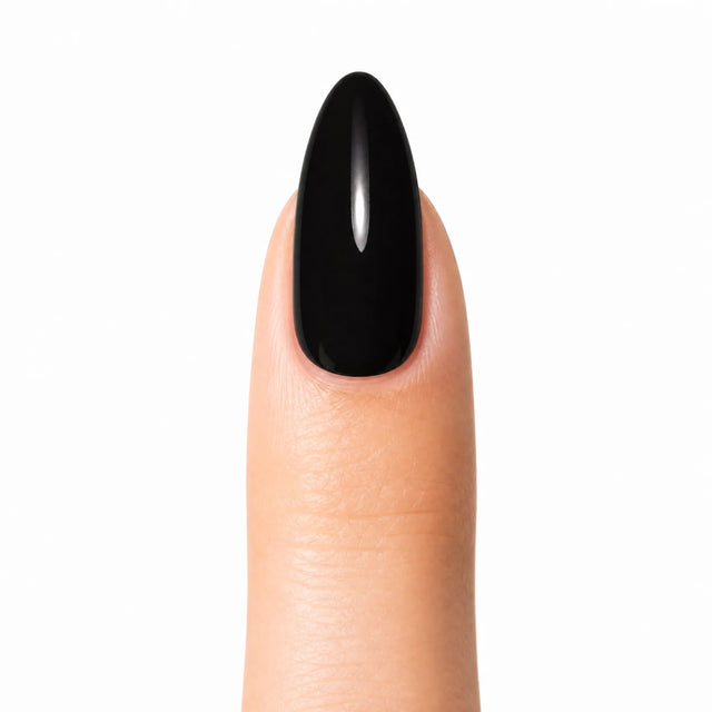 Noir Press-On Nails, Medium Almond — Packshot fond blanc (variante / Shopping)