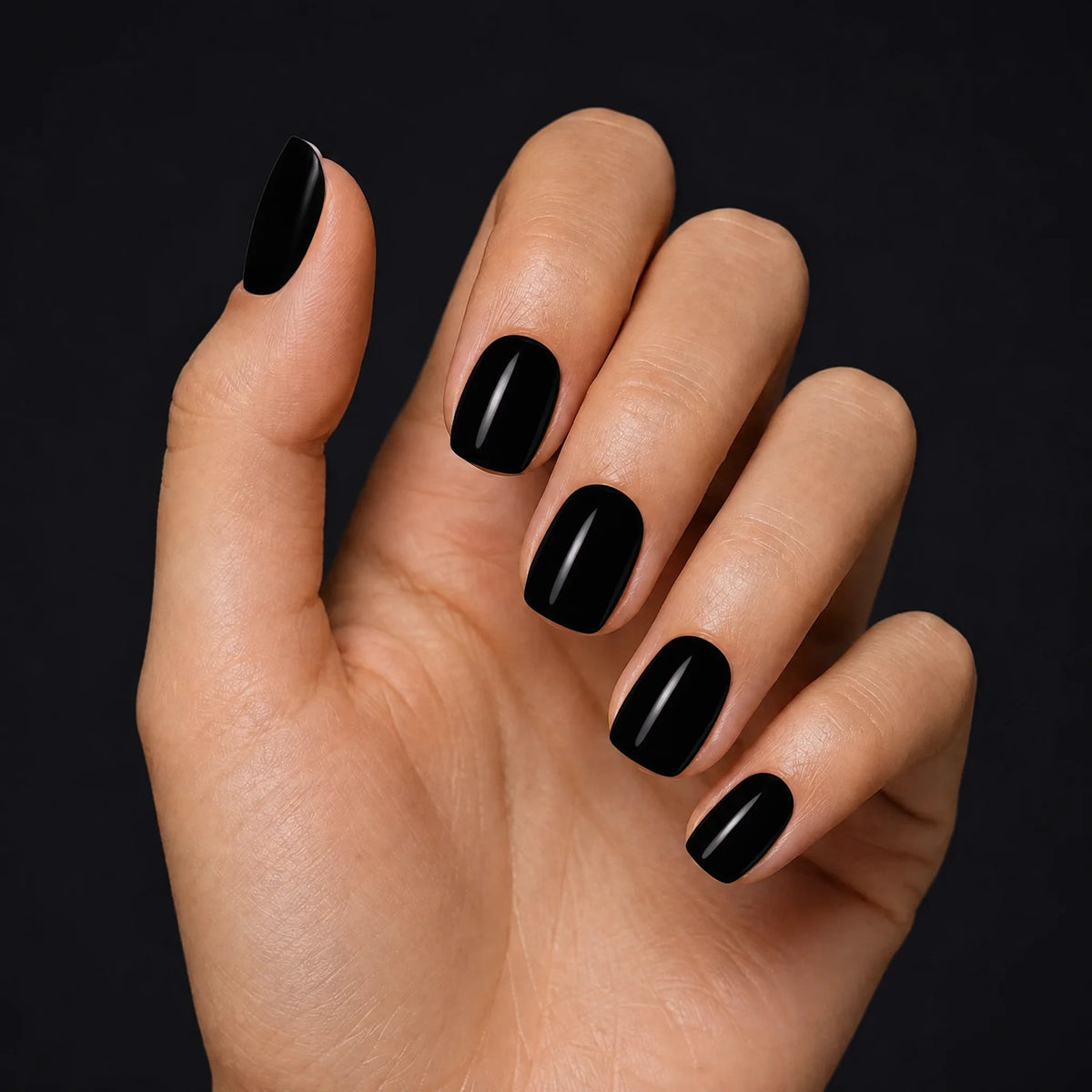 Noir Press-On Nails, Short Square