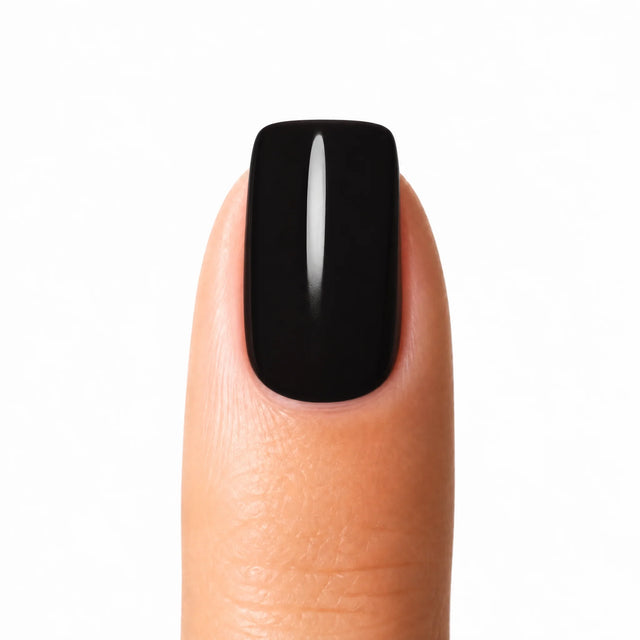 Noir Press-On Nails, Short Square — Packshot fond blanc (variante / Shopping)