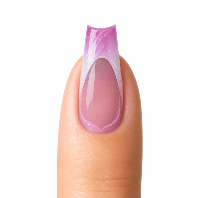 Orchid Ombre Press-On Nails, Coffin Long — Packshot fond blanc (variante / Shopping)