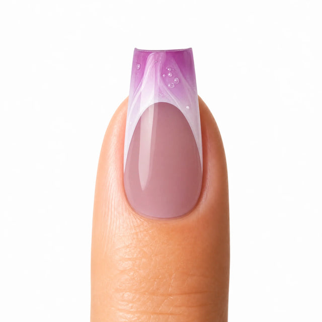 Orchid Ombre Press-On Nails, Coffin Long — Packshot fond blanc (variante / Shopping)