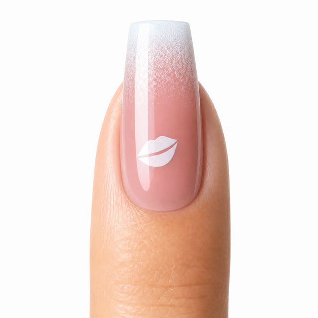 Rose Glitter French Press-On Nails, Coffin Long — Packshot fond blanc (variante / Shopping)