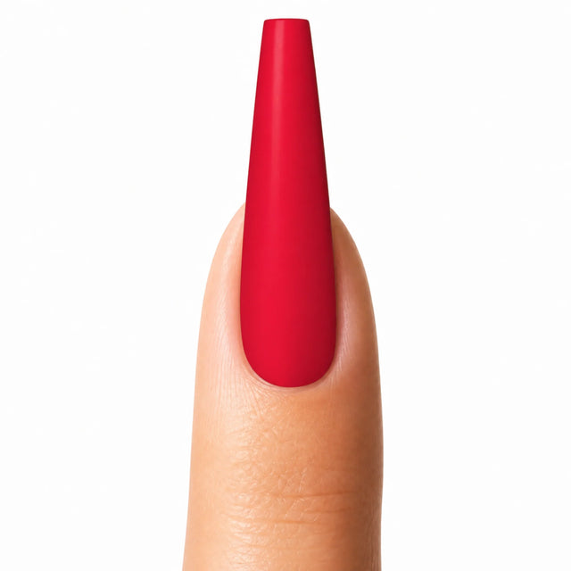 Rouge Press-On Nails, Long Coffin — Packshot fond blanc (variante / Shopping)