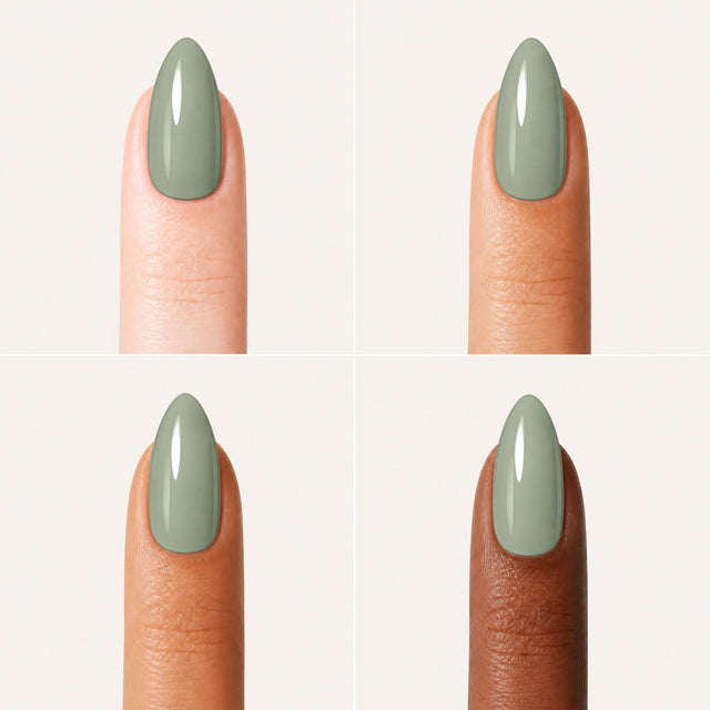 Sage Press-On Nails, Medium Almond — Grille 4 doigts (4 carnations, crème)