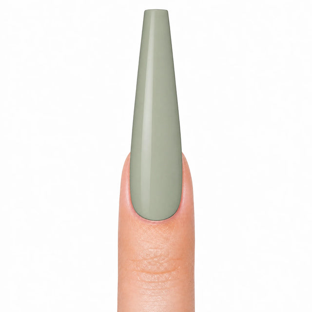 Sage Press-On Nails, Long Coffin — Packshot fond blanc (variante / Shopping)