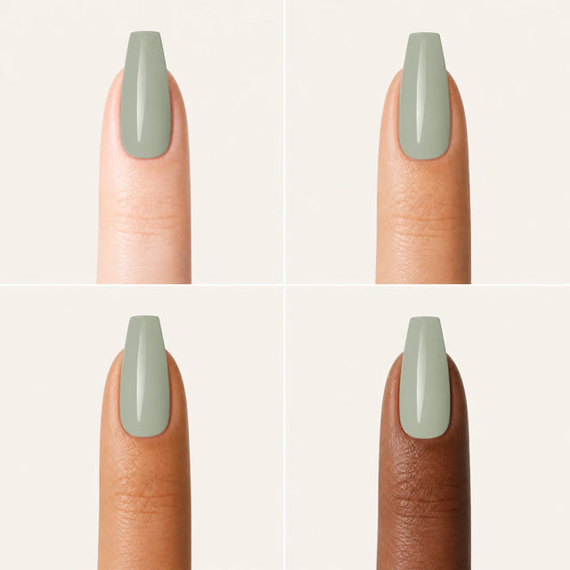 Sage Press-On Nails, Medium Coffin — Grille 4 doigts (4 carnations, crème)