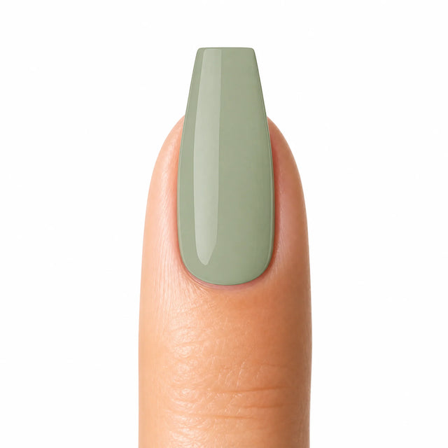 Sage Press-On Nails, Medium Coffin — Packshot fond blanc (variante / Shopping)