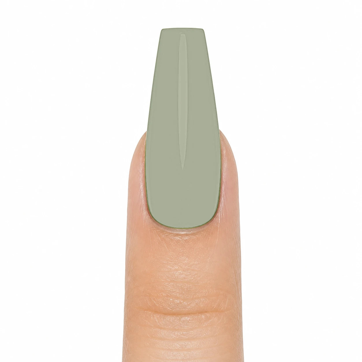 Sage Press-On Nails, Medium Coffin