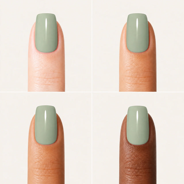 Sage Press-On Nails, Short Square — Grille 4 doigts (4 carnations, crème)