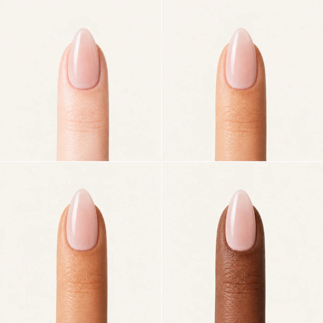 Second Skin Press-On Nails, Almond Medium — Grille 4 doigts (4 carnations, crème)