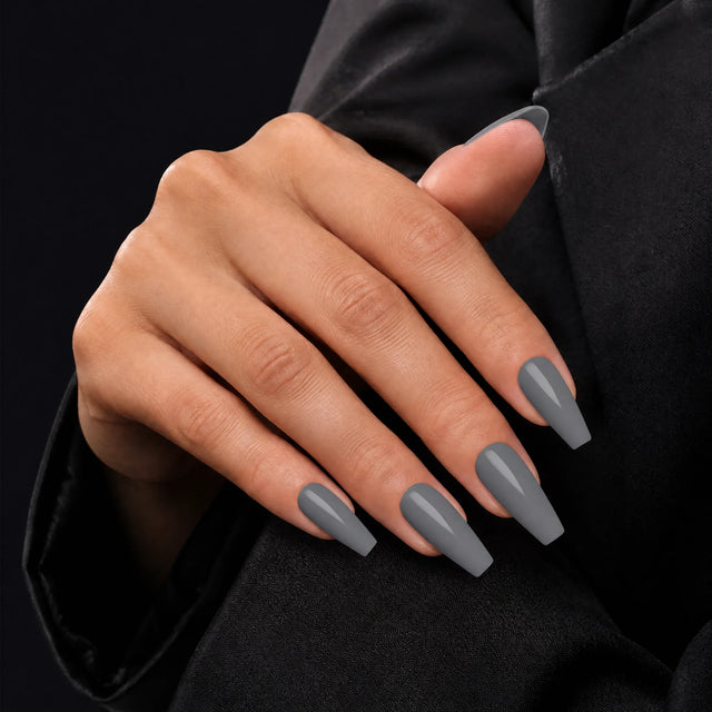 Slate Press-On Nails, Long Coffin