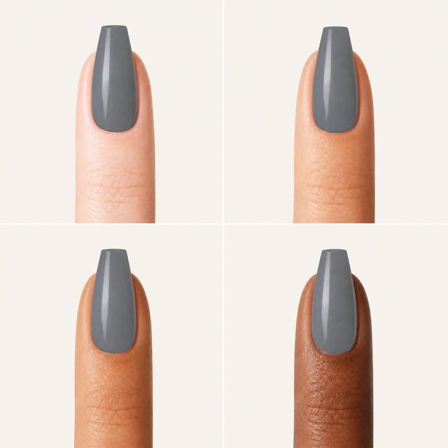 Slate Press-On Nails, Medium Coffin — Grille 4 doigts (4 carnations, crème)