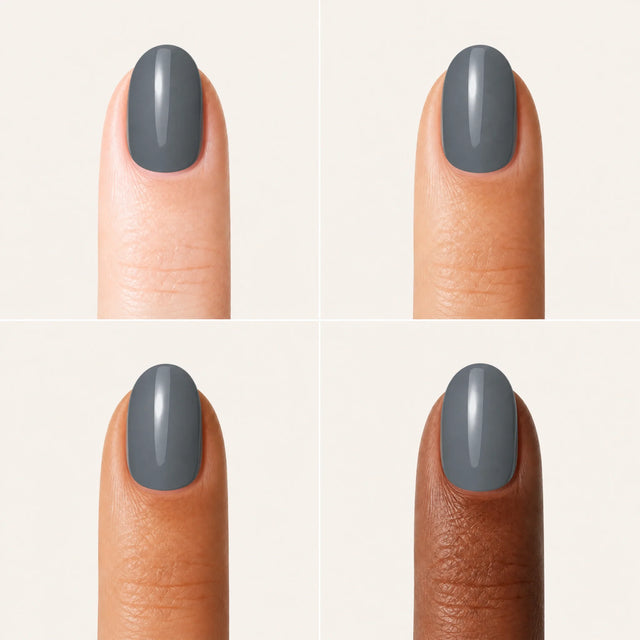 Slate Press-On Nails, Short Oval — Grille 4 doigts (4 carnations, crème)