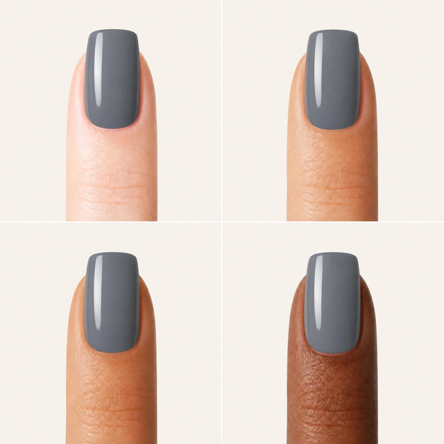 Slate Press-On Nails, Short Square — Grille 4 doigts (4 carnations, crème)